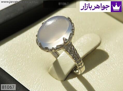 انگشتر عقیق یمنی آبی زنانه انگشتر نقره عقیق یمنی کبود طرح زهره زنانه - 81067