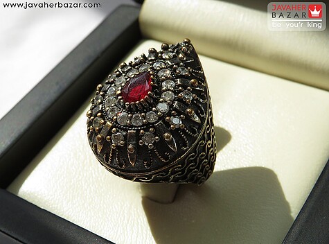 انگشتر نقره مس یاقوت سنتاتیک طرح سنتی زنانه - 81375
