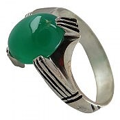 انگشتر نقره عقیق سبز مردانه ظریف 