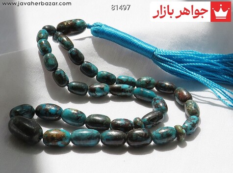 تسبیح فیروزه نیشابوری 33 دانه احیا شده خوش طرح - 81497