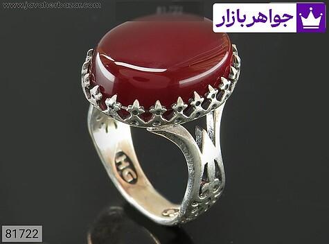 انگشتر عقیق قرمز مردانه انگشتر نقره عقیق قرمز طرح سر نیزه مردانه - 81722