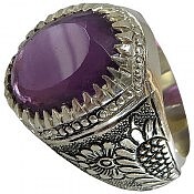 انگشتر نقره آمتیست الماس تراش زیبا مردانه دست ساز