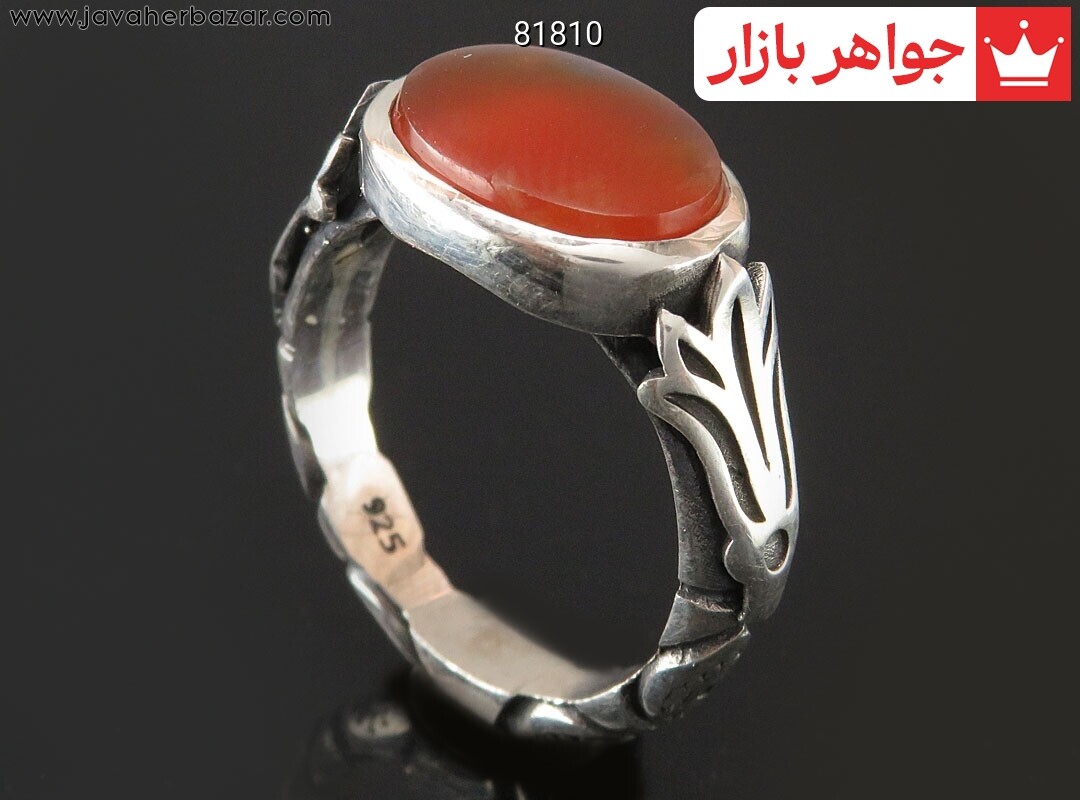 انگشتر نقره عقیق یمنی نارنجی مردانه