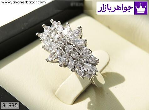انگشتر نقره زنانه انگشتر نقره سولیتر مجلسی زنانه - 81835
