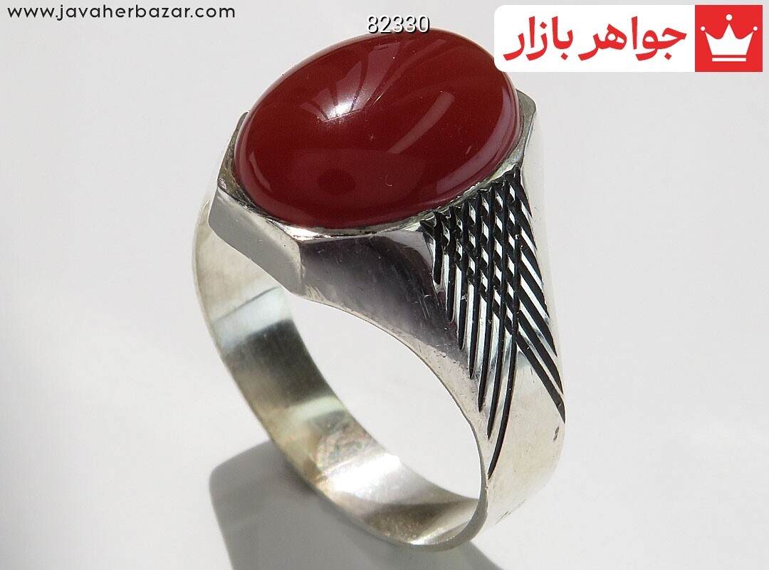 انگشتر نقره عقیق قرمز مردانه به همراه حرز امام جواد