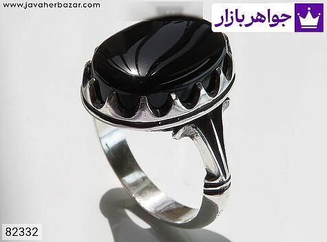 انگشتر عقیق سیاه مردانه انگشتر نقره عقیق سیاه دورچنگ مردانه - 82332