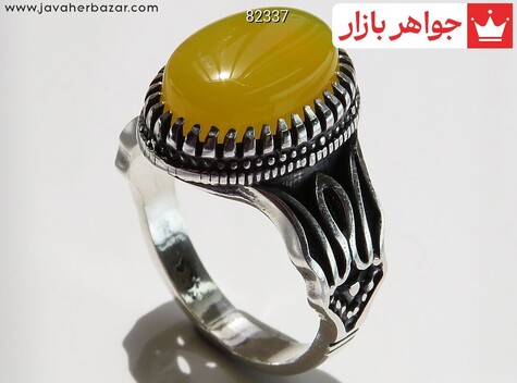 انگشتر نقره عقیق دورچنگ شرف الشمس مردانه