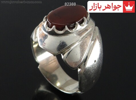 انگشتر نقره عقیق یمنی قرمز خاص مردانه دست ساز - 82388