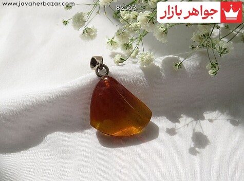 پلاک نقره کهربا بولونی لهستان شفاف - 82563