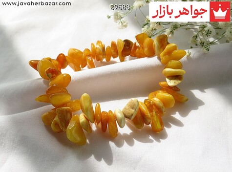 دستبند سنگی کهربا بولونی لهستان تراش نامنظم - 82583