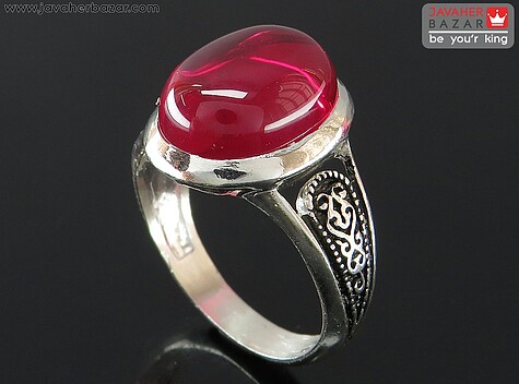 انگشتر نقره یاقوت قرمز سنتاتیک مردانه - 82638
