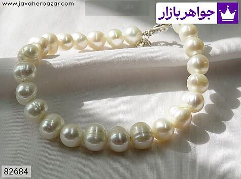 دستبند سفید زنانه دستبند نقره مروارید طبیعی شیک زنانه - 82684