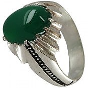 انگشتر نقره عقیق سبز دور چنگ مردانه
