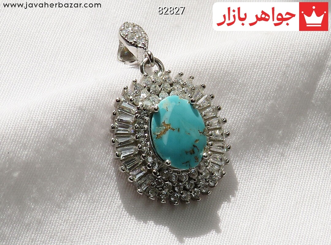 پلاک نقره فیروزه نیشابوری خوش طبع پرنسسی