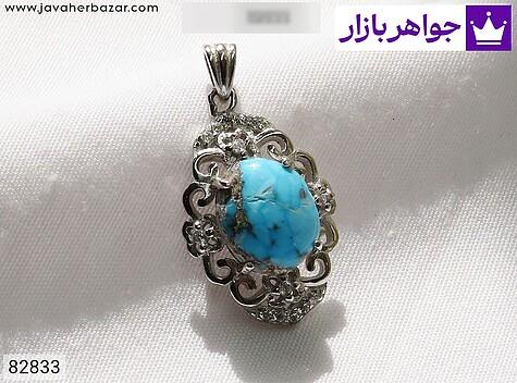 مدال فیروزه نیشابوری فاخر و مجلسی زنانه زنانه مدال نقره فیروزه نیشابوری فاخر و مجلسی زنانه - 82833