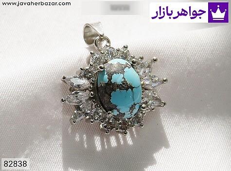 مدال فیروزه نیشابوری زنانه مدال نقره فیروزه نیشابوری شیک زنانه - 82838