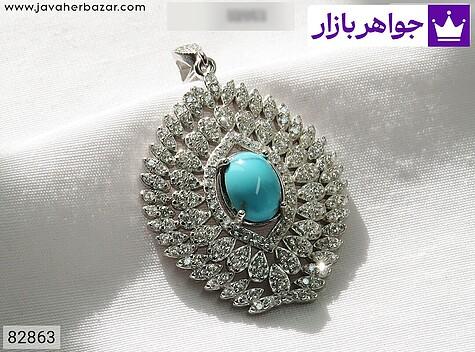 مدال فیروزه نیشابوری زنانه مدال نقره فیروزه نیشابوری شیک زنانه - 82863