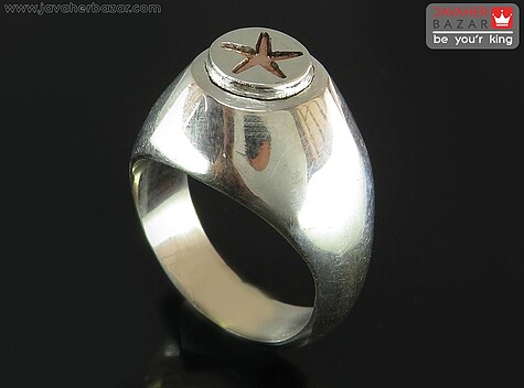 انگشتر نقره ستاره با حرز امام جواد دست نویس روی پوست آهو - 83646