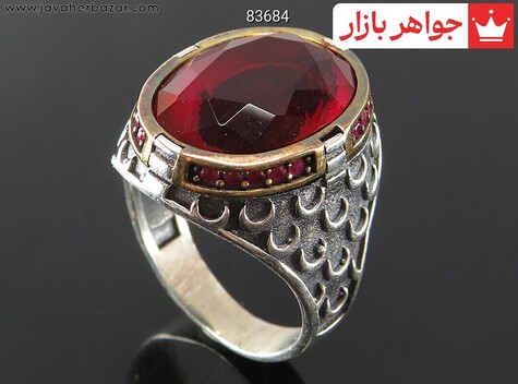 انگشتر نقره الماس تراش مردانه - 83684
