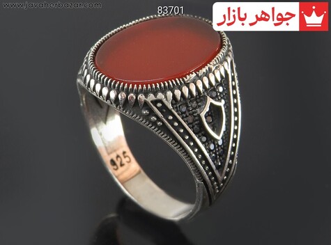 انگشتر نقره عقیق قرمز زیبا مردانه میکروستینگ - 83701