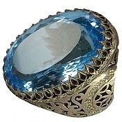 انگشتر نقره توپاز الماس تراش کلکسیونی و بی نظیر مردانه دست ساز