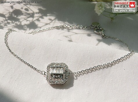 دستبند نقره کره ای طرح جواهری زنانه - 84041