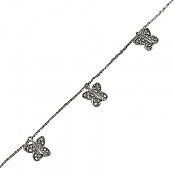 دستبند نقره آویز پروانه زنانه ظریف 