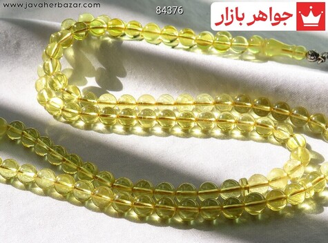 تسبیح نقره کهربا بولونی لهستان 101 دانه گرد زرد - 84376