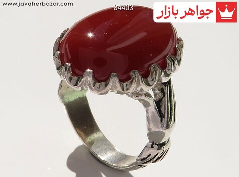 انگشتر نقره عقیق طرح دست دلبر مردانه - 84403
