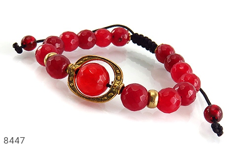 دستبند جید قرمز تراش خوش رنگ زنانه - 8447