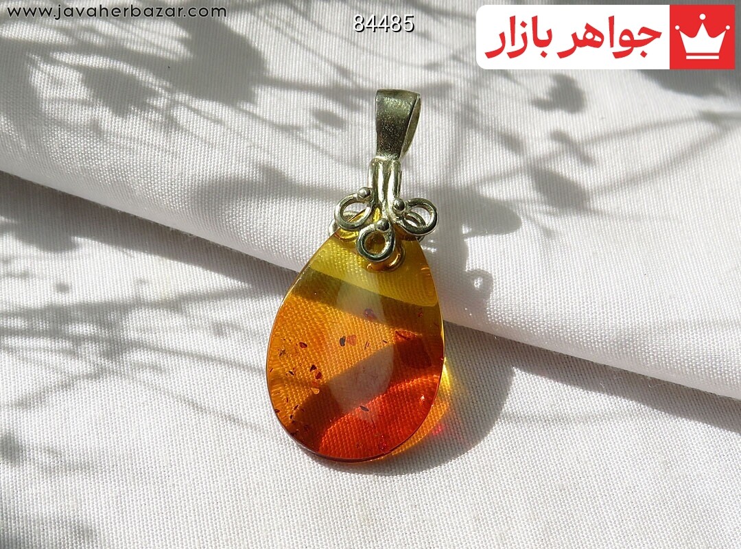 گردنبند نقره کهربا بولونی لهستان اشکی