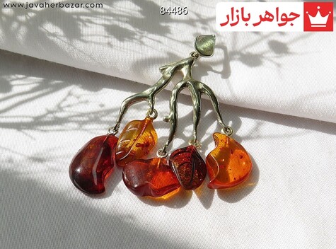 مدال نقره کهربا بولونی لهستان طرح درخت زنانه - 84486