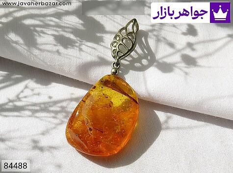 مدال کهربا بولونی لهستان زنانه گردنبند نقره کهربا بولونی لهستان طرح فرشته زنانه - 84488