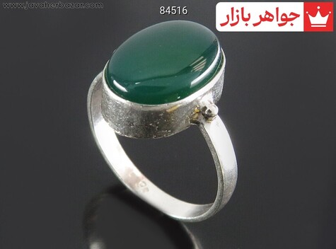 انگشتر نقره عقیق سبز خاک تربت کربلا نهایتا تا سایز 61 حرزدار - 84516