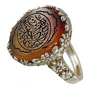 انگشتر نقره عقیق یمن یا اباعبدالله الحسین زنانه
