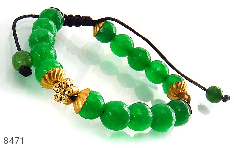 دستبند جید سبز خوش رنگ تراش زنانه - 8471