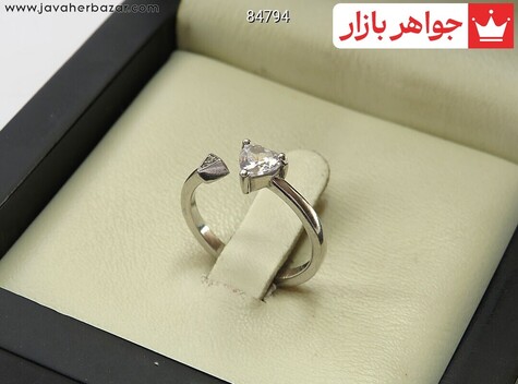 انگشتر نقره طرح عشق زنانه ظریف فری سایز - 84794