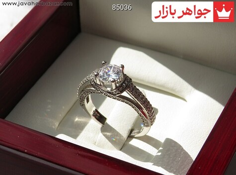 انگشتر نقره جواهری لوکس زنانه - 85036