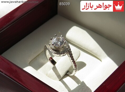 انگشتر نقره جواهری طرح پیچک زنانه - 85039