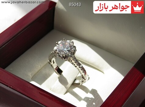 انگشتر نقره جواهری باشکوه زنانه - 85043