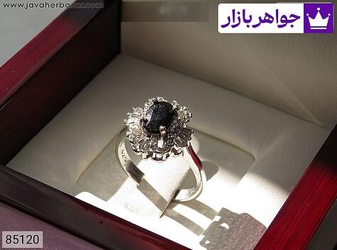 انگشتر یاقوت آفریقایی سیاه انگشتر نقره یاقوت آفریقایی سیاه طرح مینا زنانه - 85120