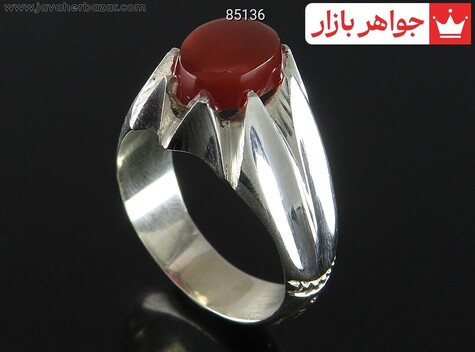 انگشتر نقره عقیق یمنی قرمز مرغوب مردانه دست ساز