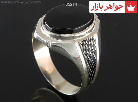 انگشتر نقره عقیق سیاه مردانه به همراه حرز امام جواد - 85214