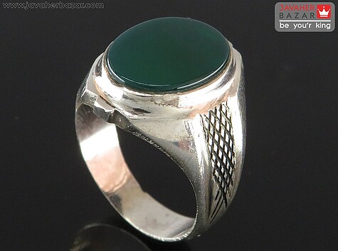 انگشتر نقره عقیق سبز مردانه به همراه حرز امام جواد - 85215