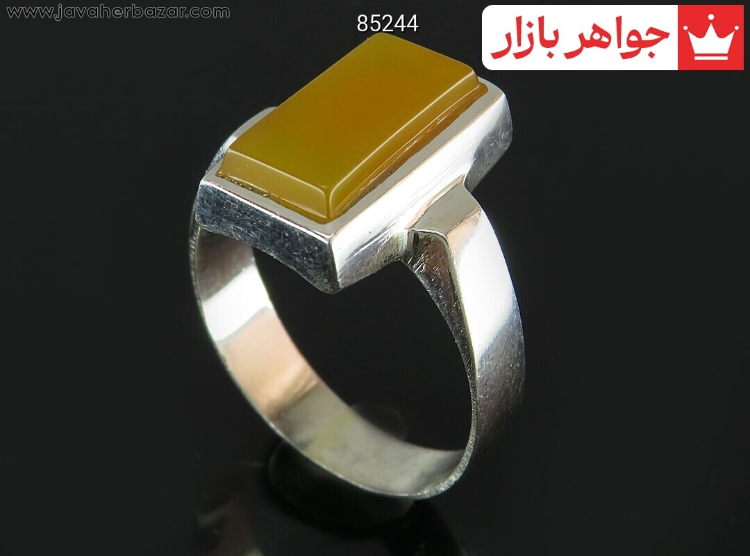 انگشتر نقره عقیق زرد طرح شکیبا مردانه به همراه حرز امام جواد