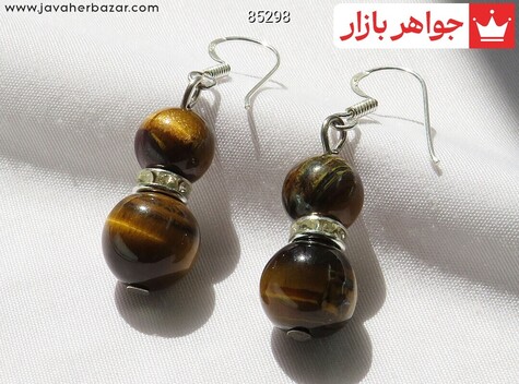 گوشواره نقره چشم ببر زیبا - 85298