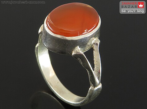 انگشتر نقره عقیق یمنی نارنجی کلاسیک مردانه - 85687