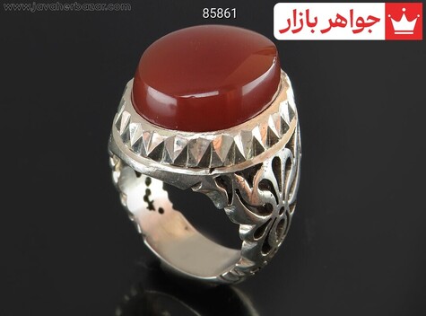 انگشتر نقره عقیق نارنجی خوشرنگ مردانه دست ساز - 85861
