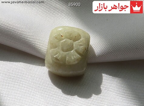 نگین جید سبز طرح گل