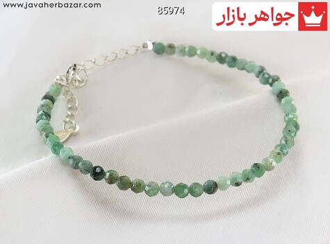دستبند سنگی نقره زمرد شیک زنانه - 85974